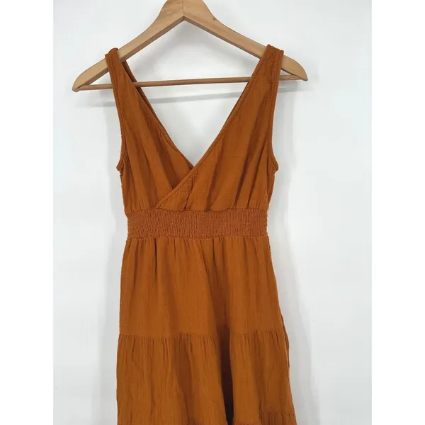 Universal Thread Dress Women XS Rust Orange Boho Tiered Sleeveless Gauze Midi - Image 9