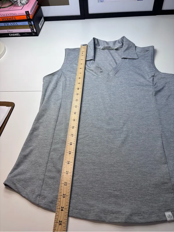 Lady Hagen Sleeveless Collared Tank - Heather Gray - Image 8