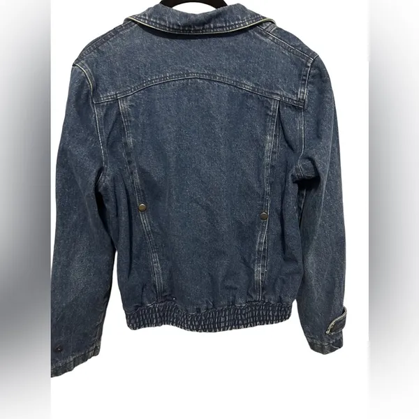 Vintage dark denim moto style jacket size medium - Image 3