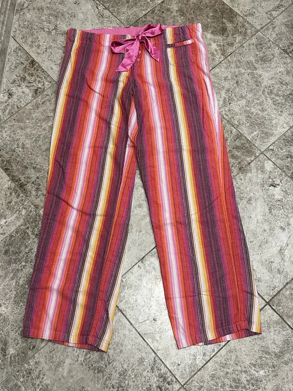 Y2K PINK Victoria’s Secret Pajama Pants Womens Striped Cotton Blend Drawstring S - Image 3