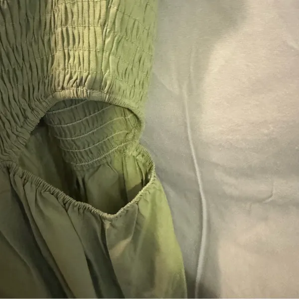 Asymmetrical Ruched Green Sundress for Weddings - Image 4