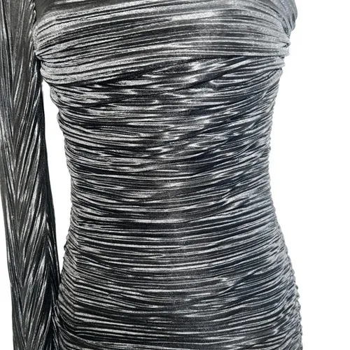 LUCY IN THE SKY Black One Shoulder Mini Dress‎ With Long Sleeve EUC Medium - Image 4