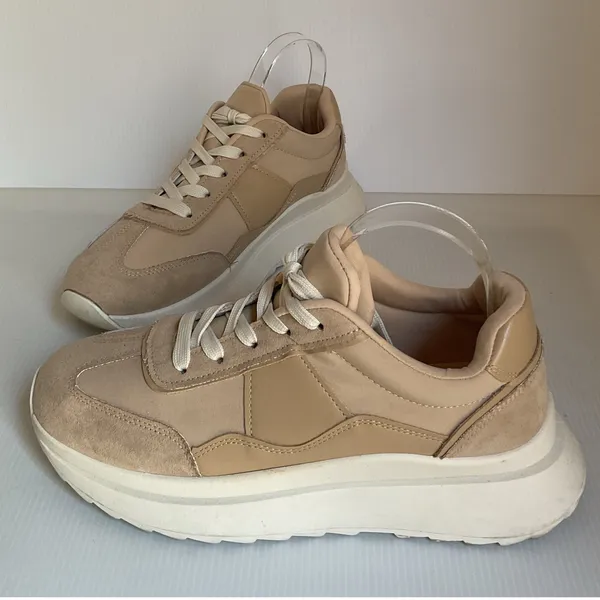 Madden Girl Chunky Platform Sneakers Beige Neutral Colorblock Casual Shoes Sz 10 - Image 3