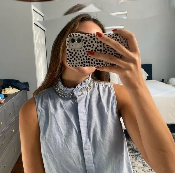J.Crew Crystal Collar Sleeves Jean Shirt - Image 6