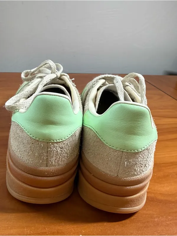 adidas Originals Gazelle Bold Sneakers Mint Green Grey Stacked Platform Suede K4 - Image 4