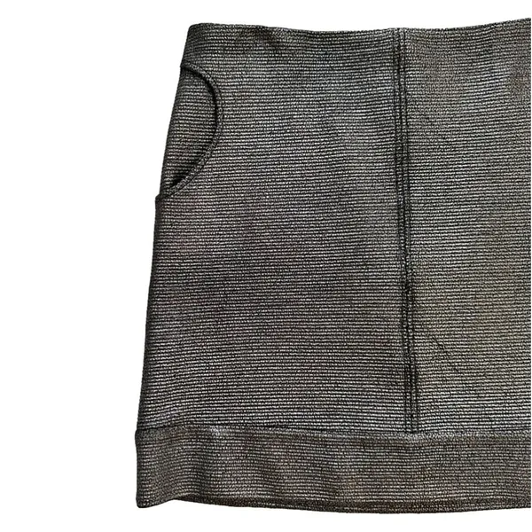 Diane Von Furstenberg Skirt Katinko Silver Metallic A-Line Skirt Size 10 - Image 10
