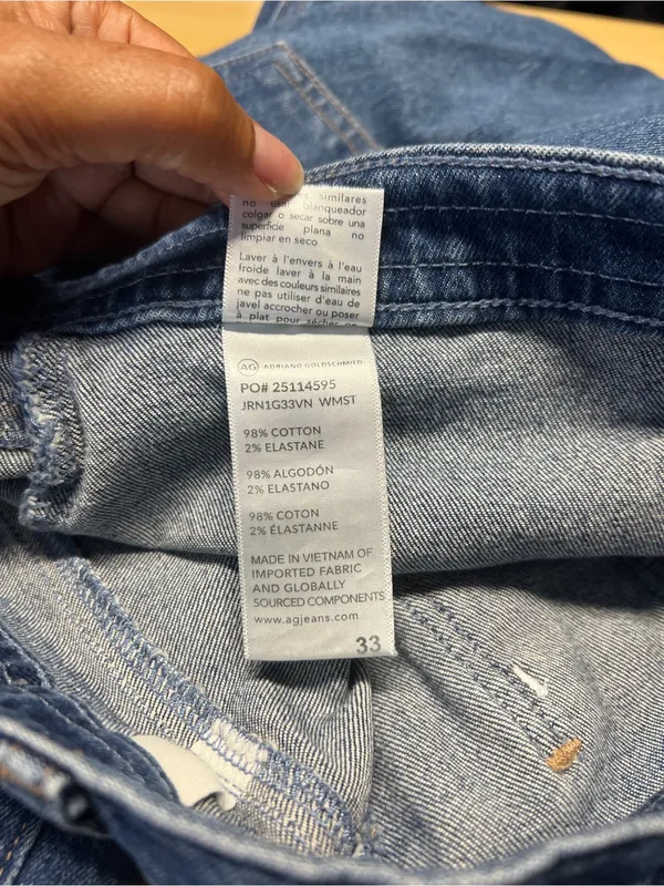 AG Saige Wide Leg Crop Watermist Paneled Jeans Size 33 - Image 9