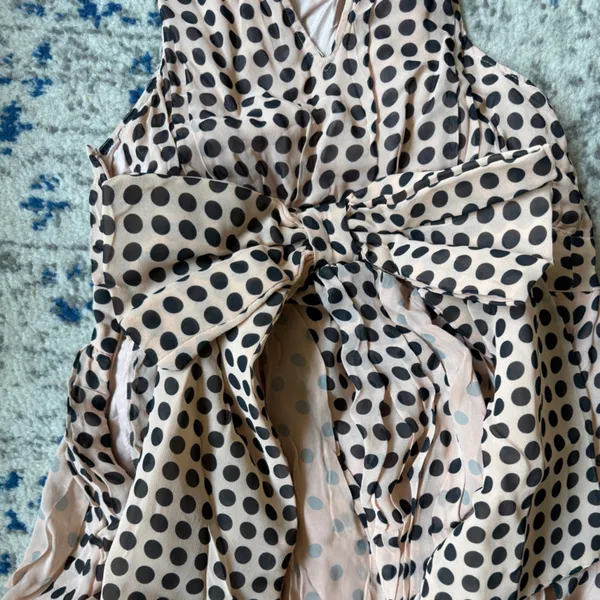 NWOT Anthropologie Maeve Polka Dot Halter Dress with bow in back, size XS petite - Image 3