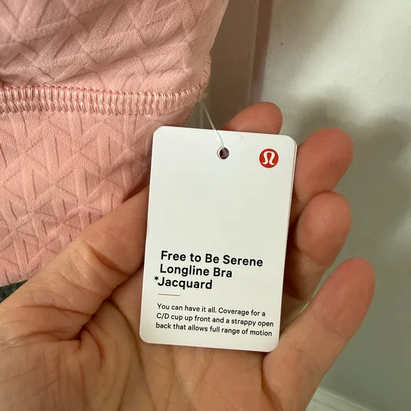 NEW WITH TAGS Lululemon Light Pink Free to Be Serene Long Line Sports Bra - Image 5