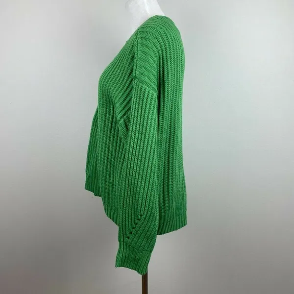 Code X Mode Cardigan Sweater S Chunky Knit Green Open Oversized‎ New - Image 6