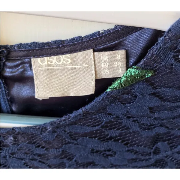 🌺👗$125 ASOS Navy Embroidered Lace Dress XS 2 4 Wedding Prom Holiday Occasion - Image 7