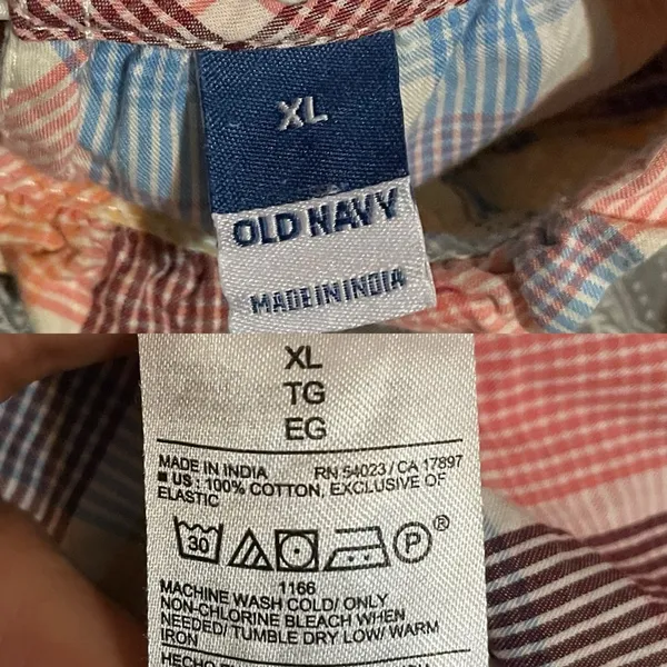 Old Navy Womens Shirt Blouse Multicolor Plaid Smocked cotton Blend Size XL - Image 9