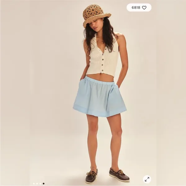 New Set! FREE PEOPLE free-est MILANI Skirt Sleeveless Top Size LARGE Light Blue - Image 7