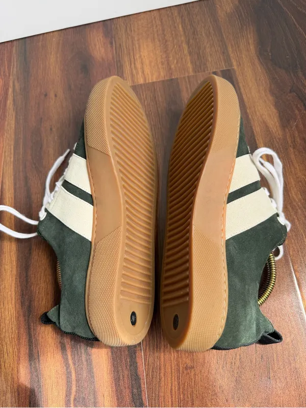 James Perse Suede Gumshoe Striped Sneaker Hunter Green - Image 7