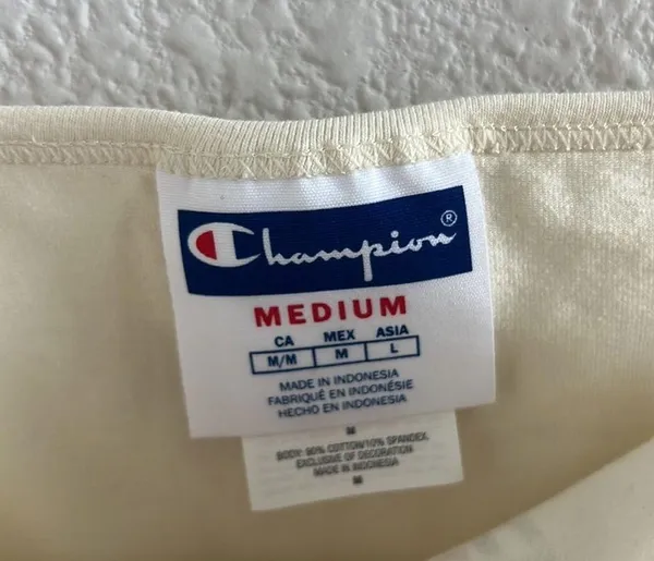NWT Champion Retro Cream Branded Cami Baby Tank Top Medium - Image 6