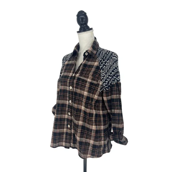 Free People Fireside Nights Plaid Button Down Shirt XS‎ - Image 5