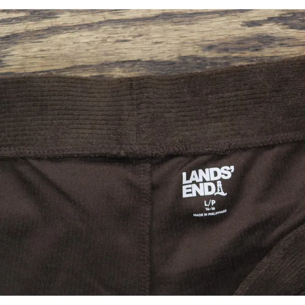 Lands' End Womens Sport Knit High Rise Corduroy Leggings Rich Coffee Brown PL - Image 3