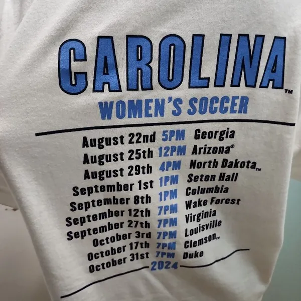 UNC Tar Heels Womens T-shirt Size L‎ White Soccer 2024 Schedule Sporty Fan - Image 4