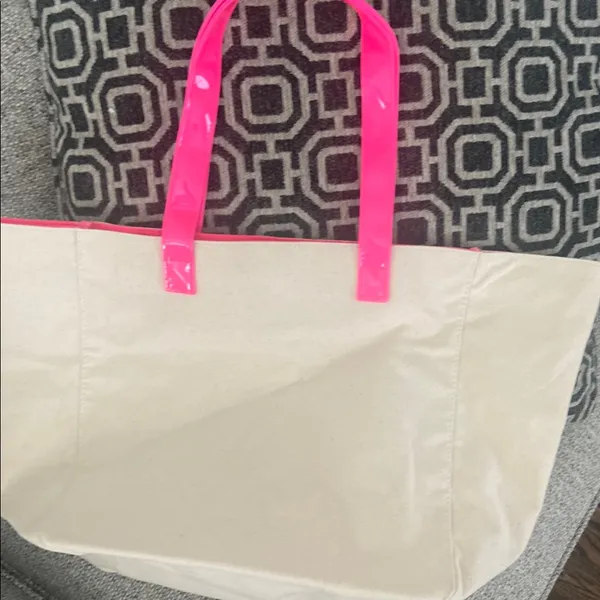 Juicy Couture Cream and Pink Canvas Tote - Image 4