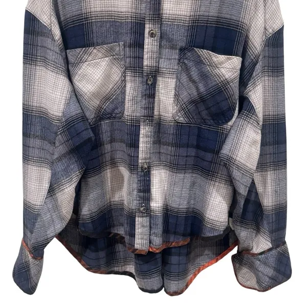 BDG Urban Outfitters Blue and Grey Plaid‎ Oversized Flannel Top Size S - Image 4