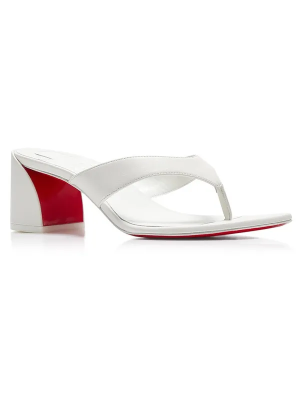 Christian Louboutin Janetonga 55mm Leather Thong Sandals in White - Image 2