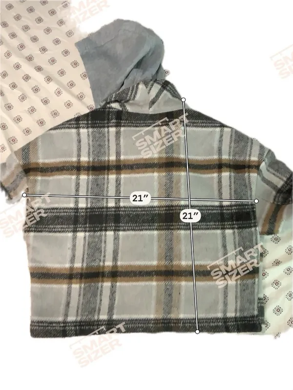Ci Sono Men's Plaid Collection Cropped Jacket Small Flannel Pocket Hoodie Grey - Image 3