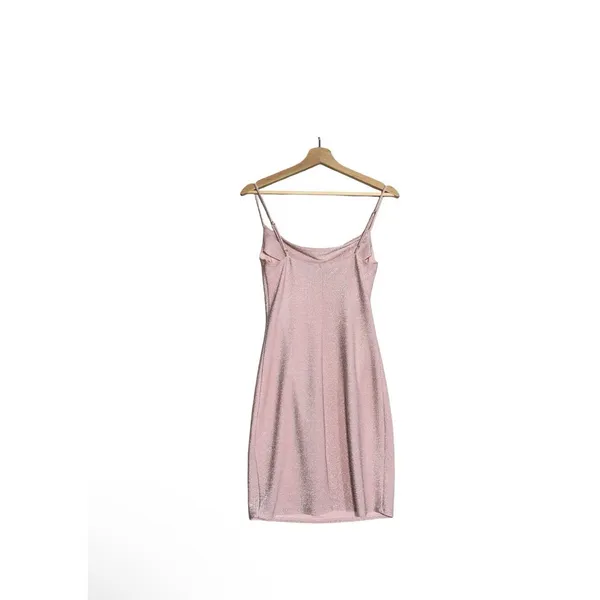 NEW Bebe Mini Dress Women Sz M Pink Sparkling Adjustable Spaghetti Strap Holiday - Image 2