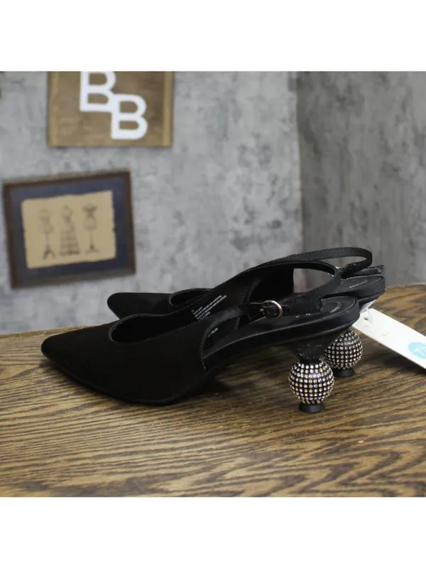 A New Day Simone Rhinestone Ball Slingback Heels 94660895 Black 7.5M - Image 2