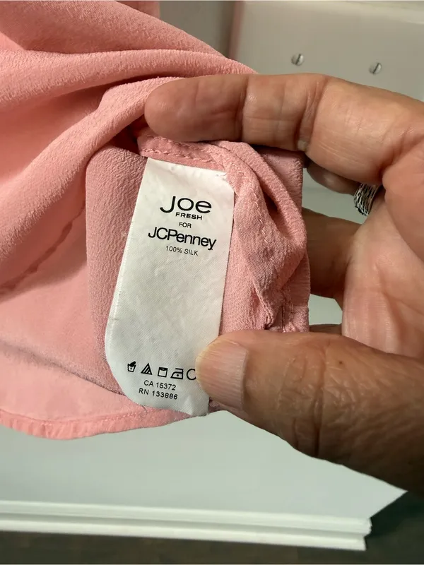 Joe Fresh Blush Pink Short Sleeve Pocket Top silk, preppy, trendy, effortless - Image 5