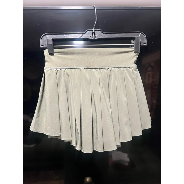 Aerie OFFLINE Real Me Pleated Preppy Tennis Skirt Skort Olive Green Size XS - Image 3