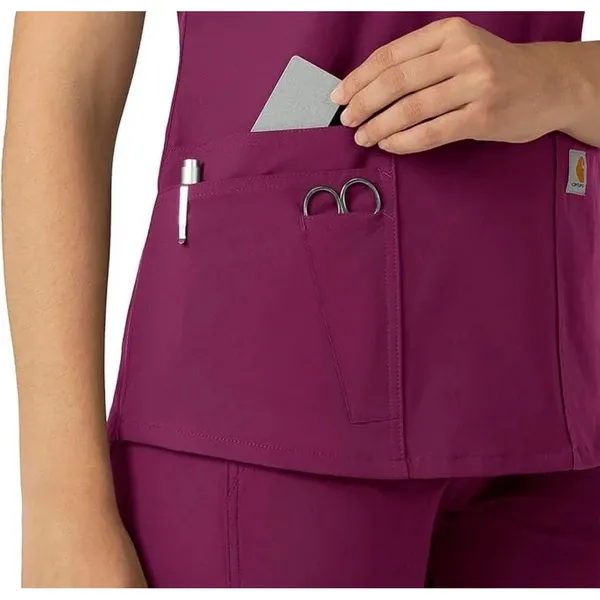 Carhartt Modern Fit Scrub Top Womens Large Purple HCA Florida Healthcare V-Neck - Image 3