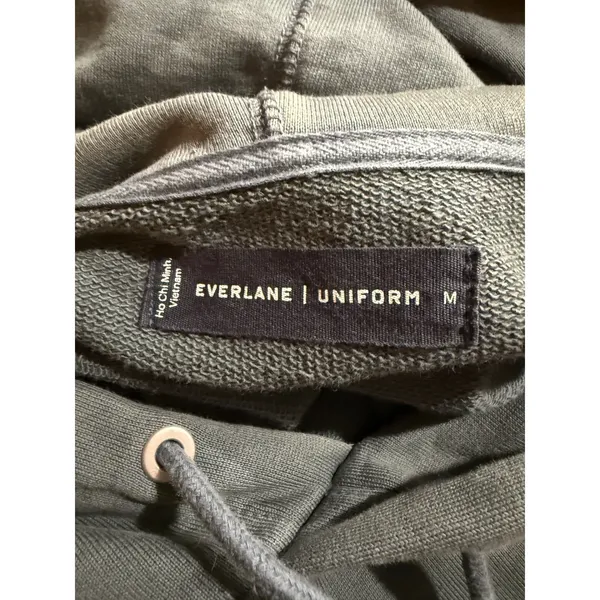 EVERLANE Green Cotton Pullover Hoodie Sweatshirt Women's Size M split at‎ side - Image 3