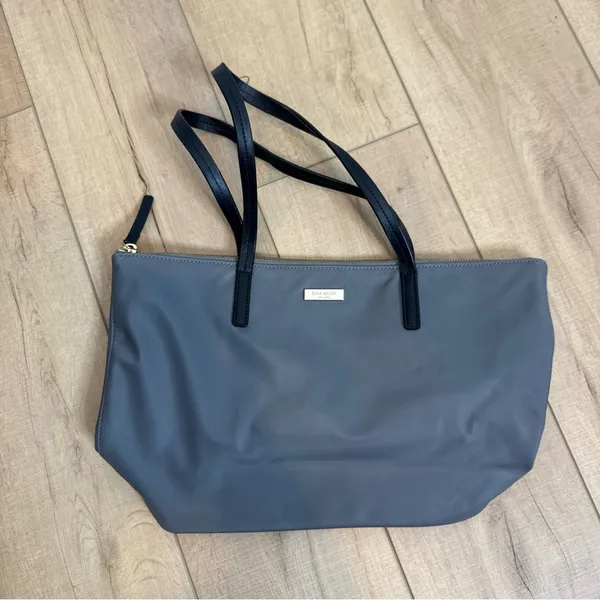 Kate Spade Lida May Nylon Street Tote Bag Gray Black Designer Y2K 2010 - Image 2