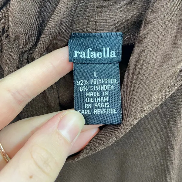 Rafaella women's brown cinched mock neck stretch lightweight neutral basic shirt - Image 4