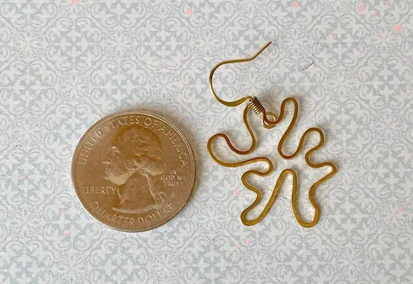 Handmade unique retro vintage hippie fairy boho funky style irregular shaped brass earrings☀️ - Image 5