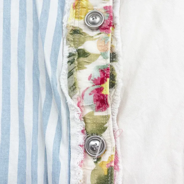POL Womens Mixed Patchwork Floral Striped Boho‎ Oversized Button Up Shirt Size L - Image 8