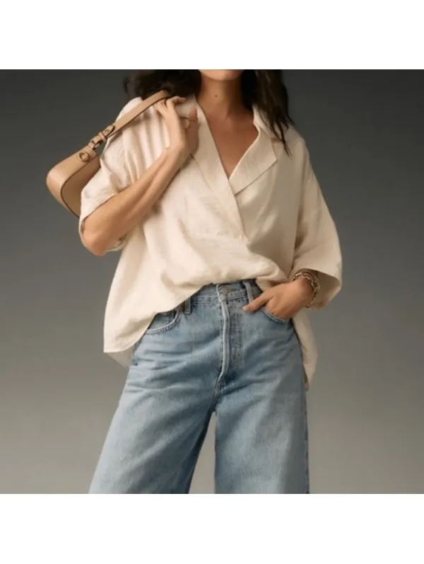 NWT Anthropologie Dylon Short-Sleeve Wide Placket Top Blouse Women’s Large P - Image 15