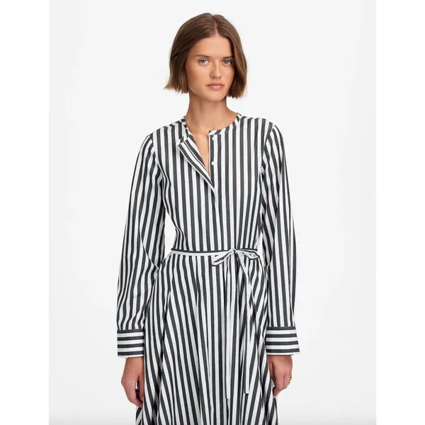 Madewell Tie Waist Midi Shirtdress in Stripe White Deep Forest Cotton US 10 NWT - Image 2