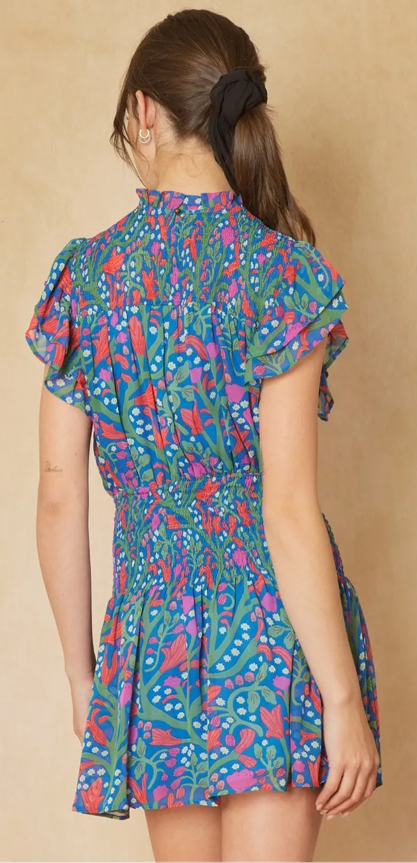 Entro Smocked Floral High Neck Dress - Image 2