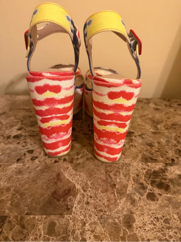 Steve Madden Multicolor Jean Tie Dye Canvas Platform Sandals - Image 4