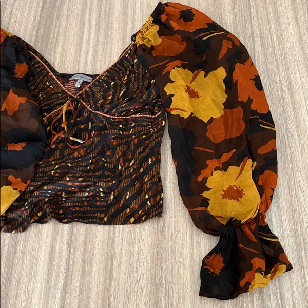 Conditions Apply Puff Long Sleeve V-Neck Blouse Women’s Size Small Anthropologie - Image 5