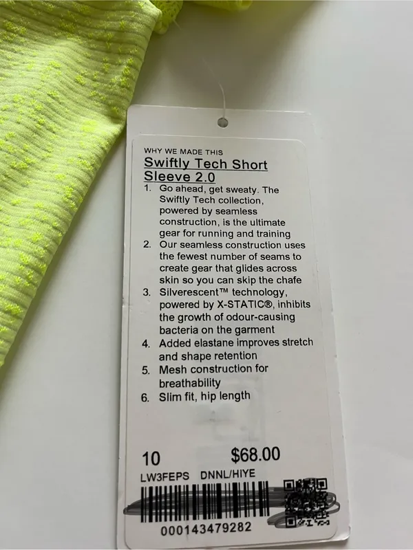 lululemon athletica NWT Swiftly Tech SS 2.0 Disorted Noise Neon Lemon Sorbet-10 - Image 3