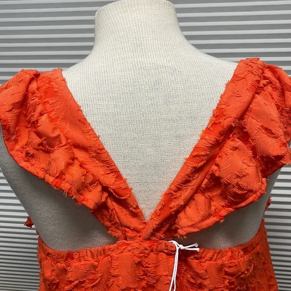LC Lauren Conrad NWT Coral Ruffled Sleeve Square Neck Cross Back Top - Image 7