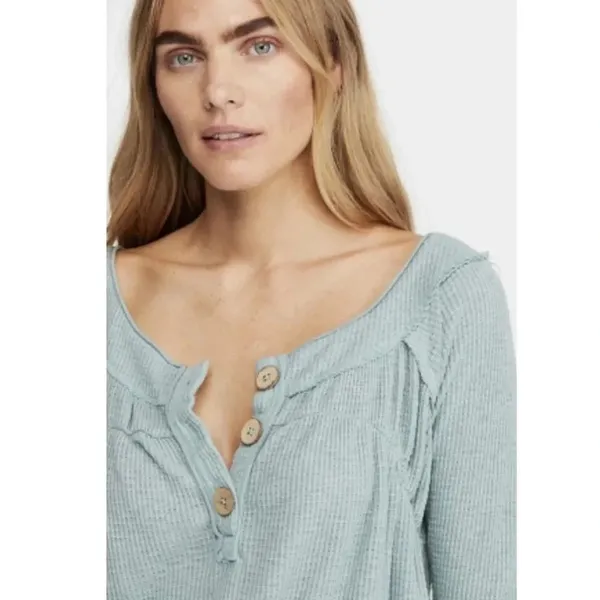 Free People Green Must Have Henley Knit Top - Image 2