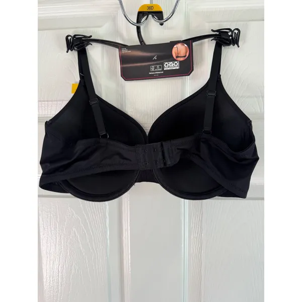 No Boundaries Push-Up Bra Natural‎ Lift Adjustable Straps Black Size 36D - Image 7