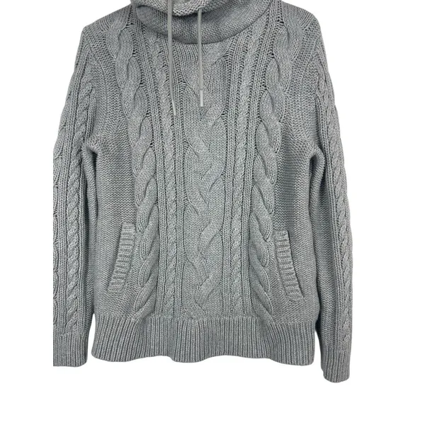 L.L. Bean Cable Knit Cowl Neck Sweater Chunky PS Cozy Outdoor Heavy Heritage - Image 3