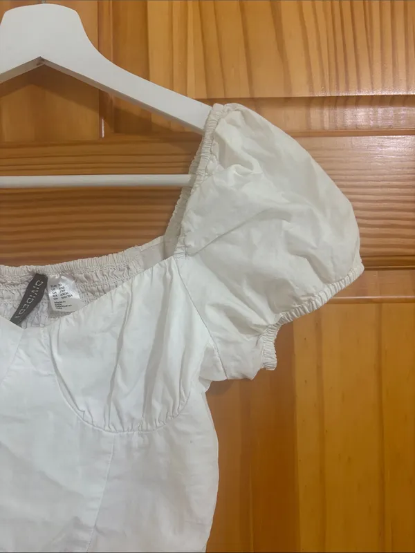 Divided Size XXS White Bohemian Style Crop Top - Image 2