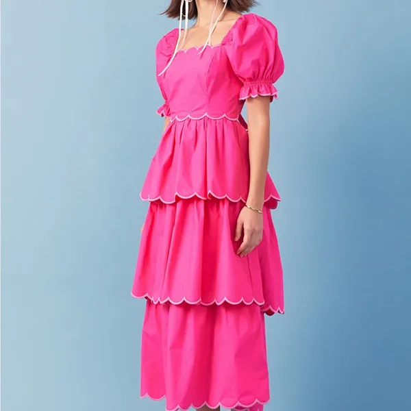 English Factory Fuchsia Tiered Dress - $185 MSRP - Size S - Image 3