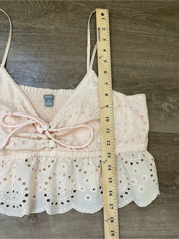 Aerie Eyelet Ruffle Tank Top Size XL Soft Pink Coquette Girl Cottage Feminine - Image 8