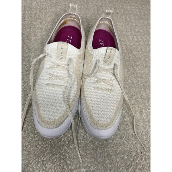 Cole Haan ZERØGRAND Men's White Beige Canvas Sneakers Size 7 B Lace Up - Image 7